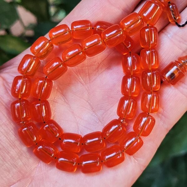 10x9 mm Ali Agiş Usta İşçilikli Yemen Rengi Zar Kehribar Tesbih - Şeffaf Delim Tespih