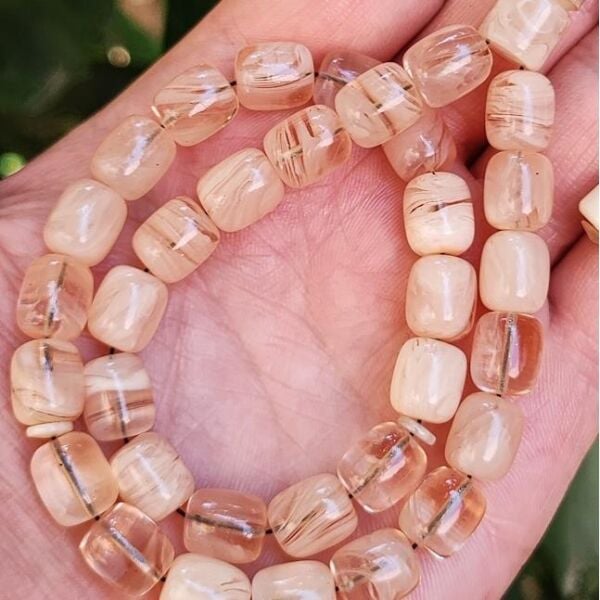 10x9 mm Ali Agiş Usta İşçilikli Beyaz Ateşi Kehribar Tesbih - Şeffaf Delim Tespih