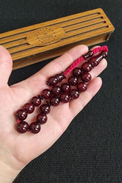 Koleksiyonluk 13 mm Bilekboy Vişne Katalin Tesbih Ebu Sırr Usta İşçilikli Efe Maskot Kanayan Baga