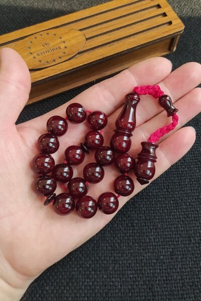 Koleksiyonluk 13 mm Bilekboy Vişne Katalin Tesbih Ebu Sırr Usta İşçilikli Efe Maskot Kanayan Baga