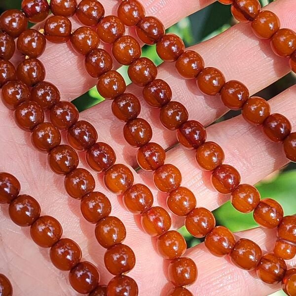 7 mm 99 Habbe Kahverengi Sıkma Kehribar Tesbih - Ebu Sırr İmzalı Namaz Tesbihi