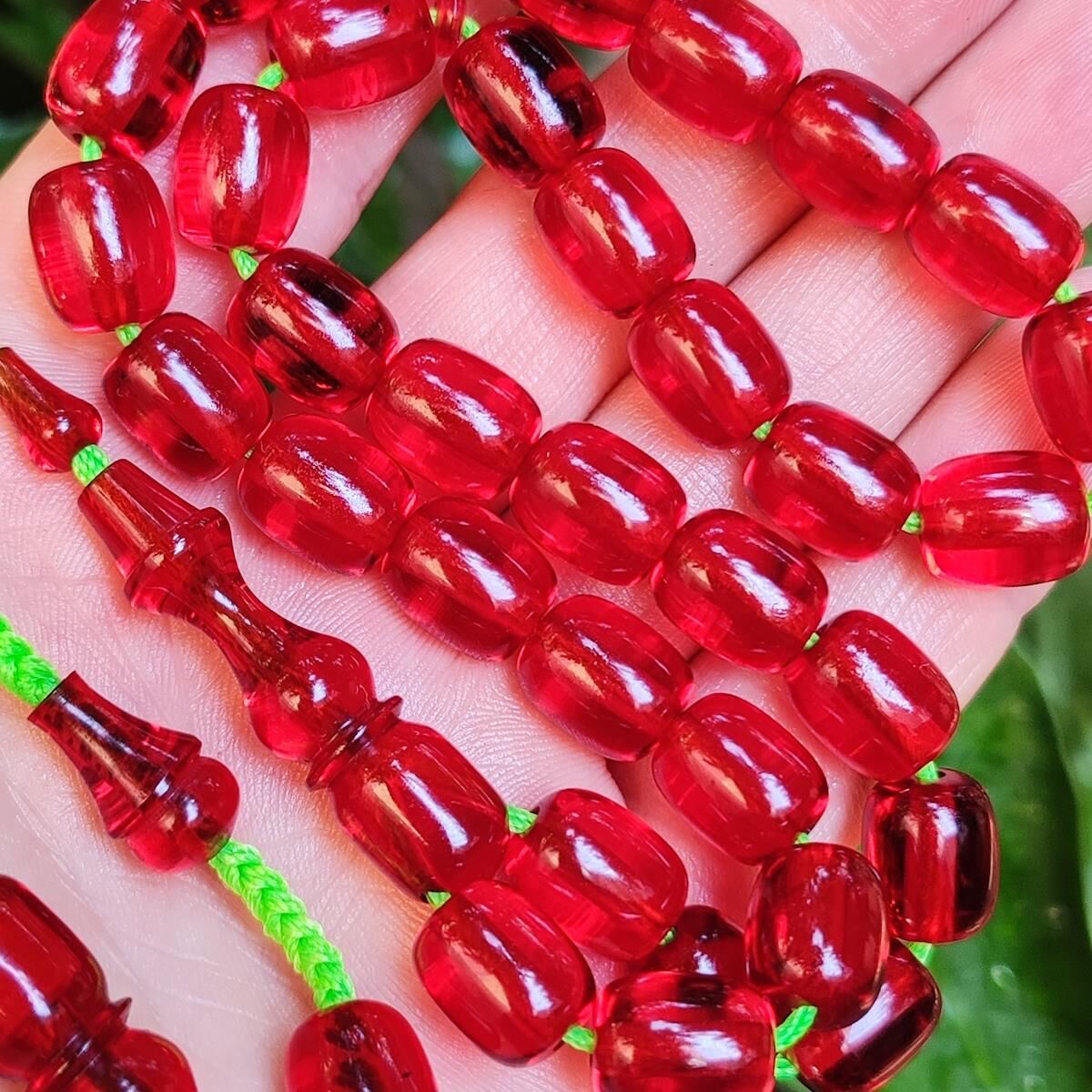 9x11 mm Şeffaf Delim Kırmızı Katalin Tesbih - Ergin Baran Necef