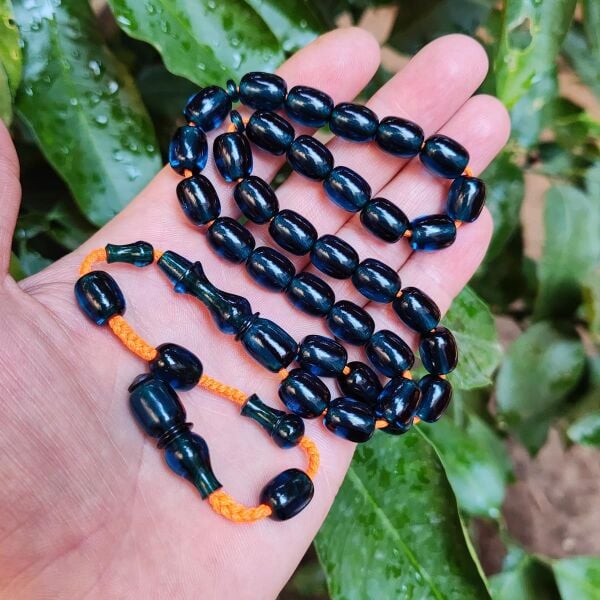 9x11 mm Şeffaf Delim Parlament Mavisi Katalin Tesbih - Ergin Baran Necef