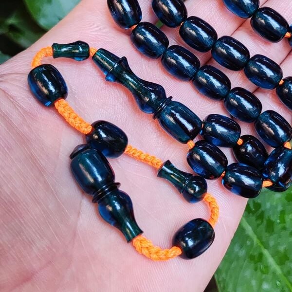 9x11 mm Şeffaf Delim Parlament Mavisi Katalin Tesbih - Ergin Baran Necef