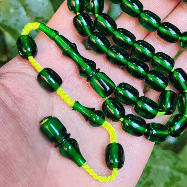 9x11 mm Şeffaf Delim Zümrüt Yeşili Katalin Tesbih - Ergin Baran Necef