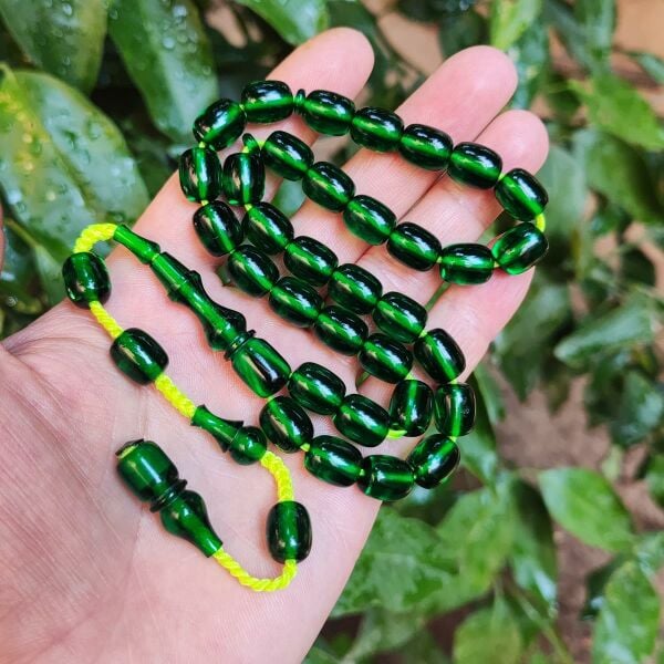 9x11 mm Şeffaf Delim Zümrüt Yeşili Katalin Tesbih - Ergin Baran Necef
