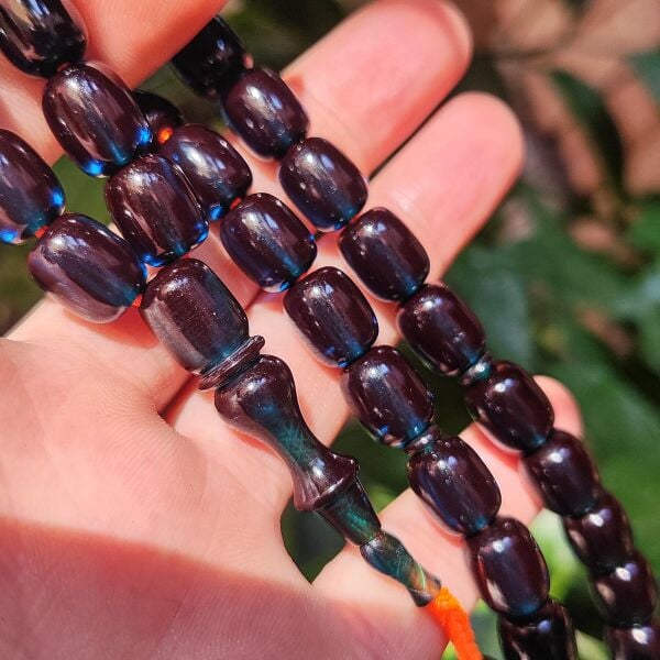 9x11 mm Şeffaf Delim Bukalemun Mavi Katalin Tesbih - Ergin Baran Necef