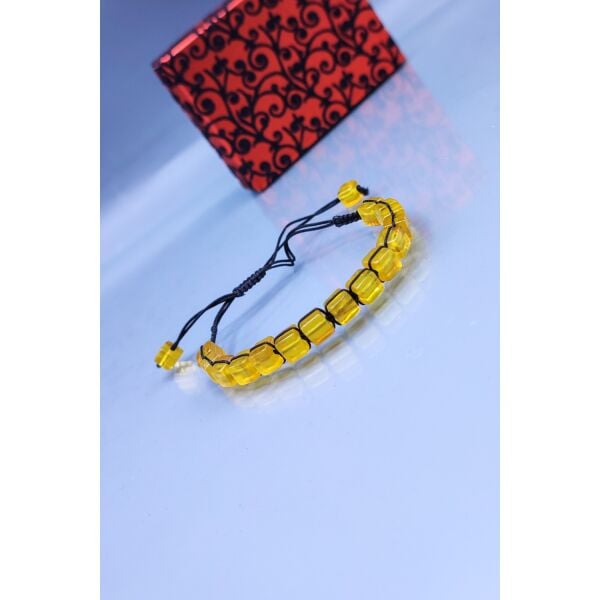 Sertifikalı Makrome Kehribar Bileklik - Limon Rengi Baltık Kehribar Bileklik