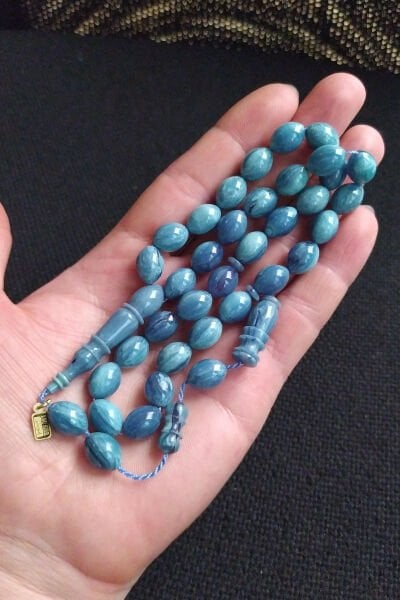 8x12mm Ebu Sırr Usta İmzalı Yeni Çekoslavak Katalin Kanayan Baga Tesbih Ahşap Kutulu Püskül Hediyeli