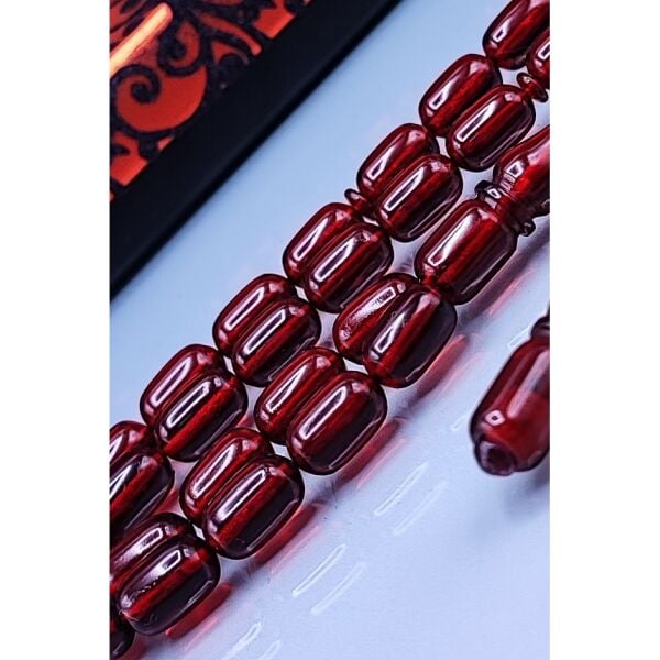 7x11 mm Kapsül Mustafa Uysal İmzalı Vişne Ateşi Kehribar Tesbih