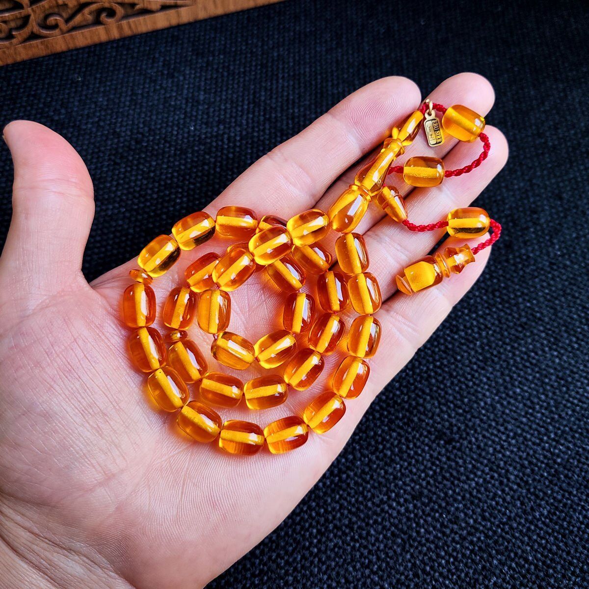 Altın Rengi Şeffaf Katalin Tesbih | Ebu Sırr