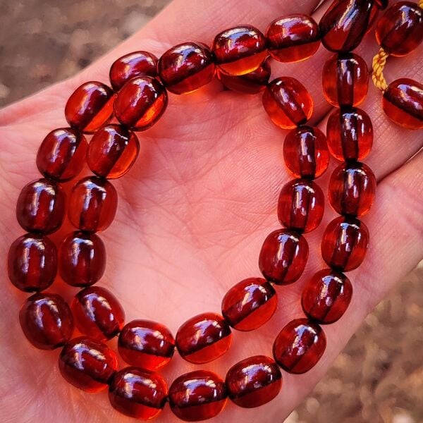 9x10 mm Tütün Rengi Çubuk Sıkma Kehribar Tesbih | Ebu Sırr Usta İmzalı Tespih