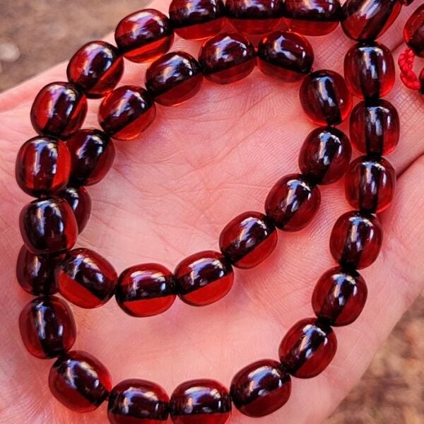 9x10 mm Vişne Çürüğü Çubuk Sıkma Kehribar Tesbih | Ebu Sırr Usta İmzalı Tespih