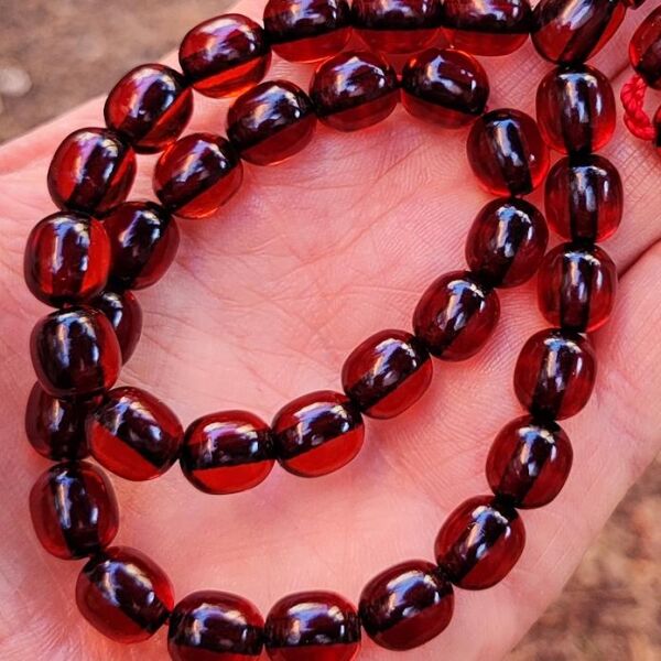 9x10 mm Vişne Çürüğü Çubuk Sıkma Kehribar Tesbih | Ebu Sırr Usta İmzalı Tespih