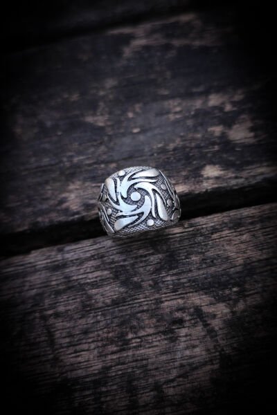 Ayarlanabilir Antik Gümüş Kaplama Yüzük, Kararmaz Erkek Yüzüğü