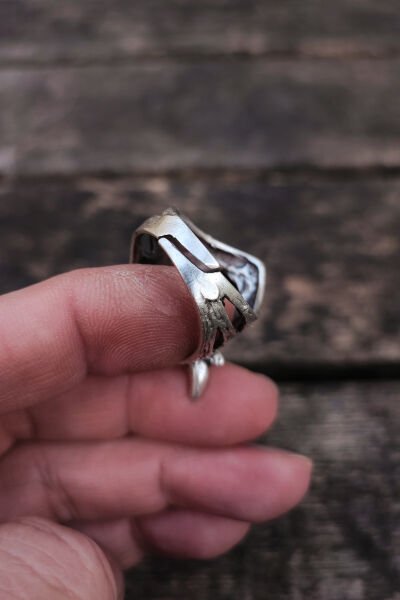 Ayarlanabilir Antik Gümüş Kaplama Yüzük, Kararmaz Erkek Yüzüğü