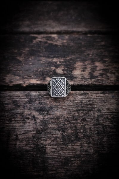 Ayarlanabilir Antik Gümüş Kaplama Yüzük, Kararmaz Erkek Yüzüğü