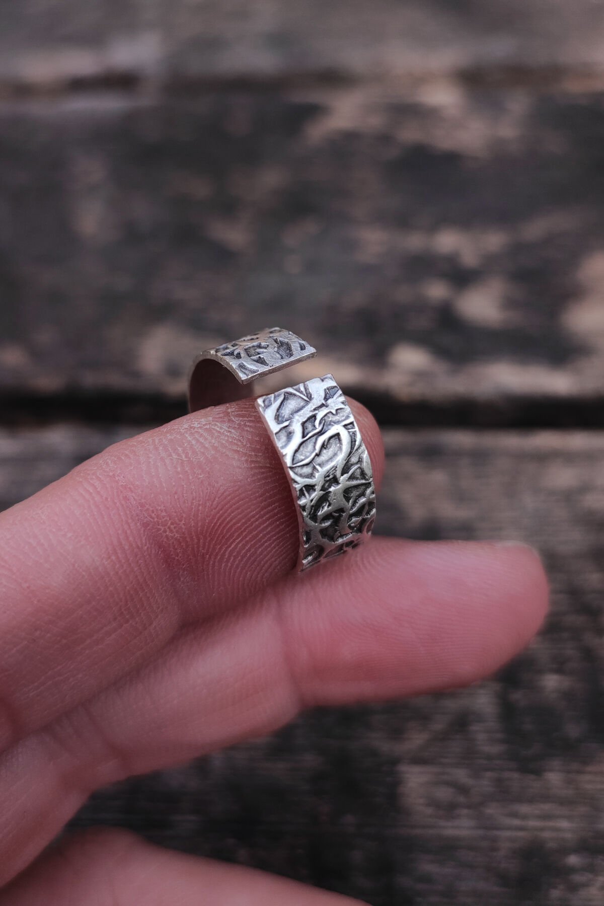 Ayarlanabilir Antik Gümüş Kaplama Yüzük, Kararmaz Erkek Yüzüğü