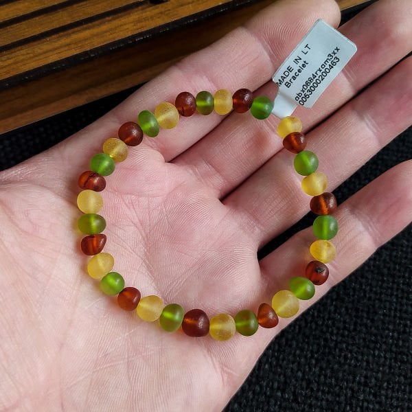 Yeşil Multicolor Kehribar Bileklik | Sertifikalı Baltık Kehribar