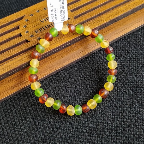 Yeşil Multicolor Kehribar Bileklik | Sertifikalı Baltık Kehribar