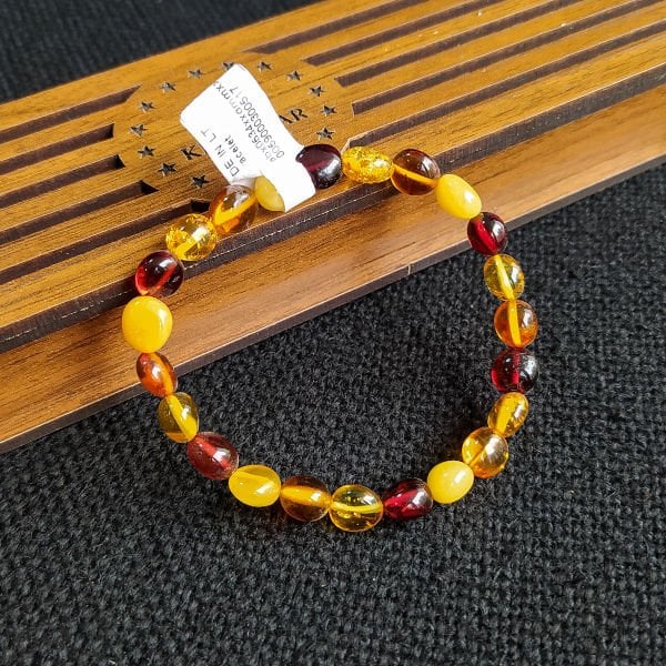 Yassı Multicolor Kehribar Bileklik | Sertifikalı Baltık Kehribar