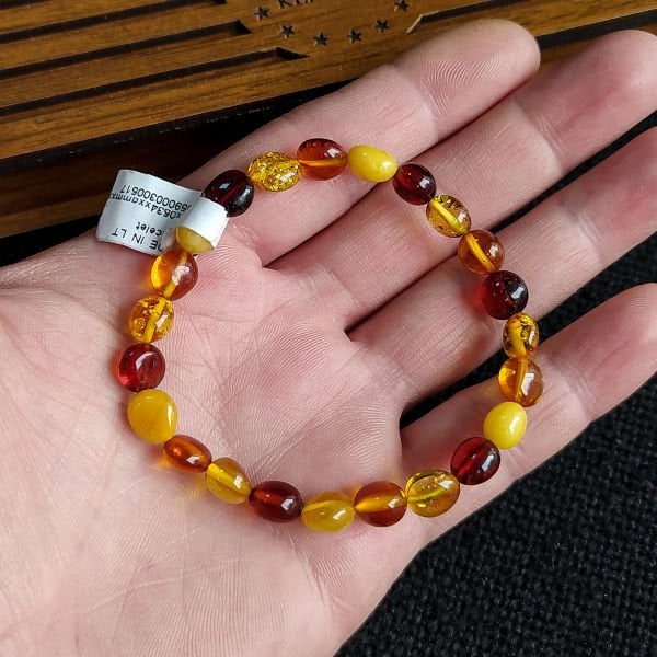 Yassı Multicolor Kehribar Bileklik | Sertifikalı Baltık Kehribar