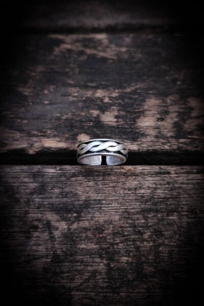 Ayarlanabilir Antik Gümüş Kaplama Yüzük, Kararmaz Erkek Yüzüğü