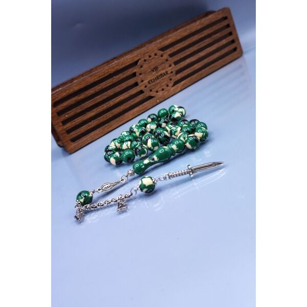 İsme Özel 10 mm Küre Kesim Komando Tesbihi - Kişiselleştirilebilir Toz Kehribar Tespih