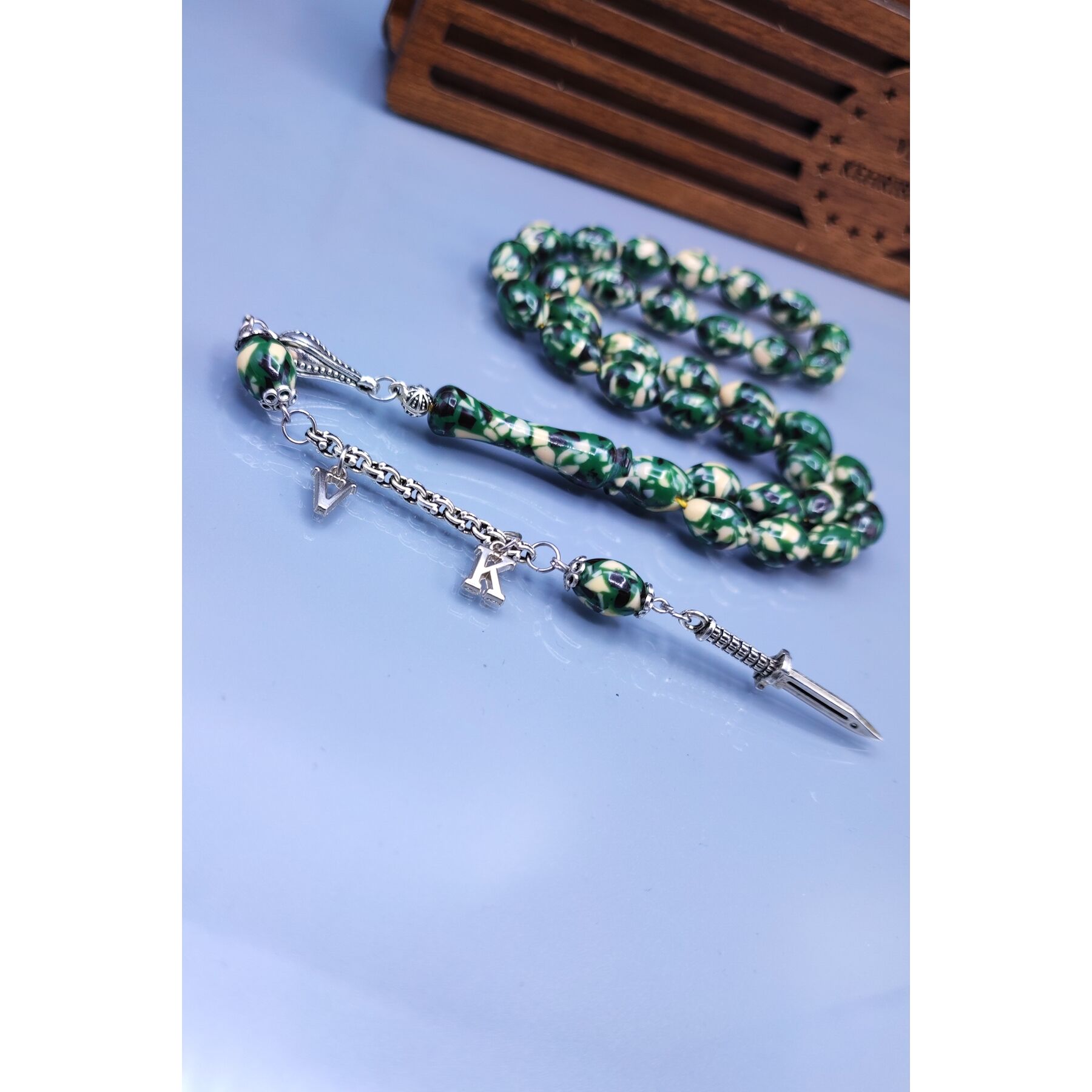 İsme Özel 8x12 mm Beyzi Kesim Komando Tesbihi - Kişiselleştirilebilir Toz Kehribar Tespih