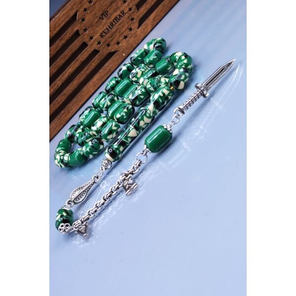 İsme Özel 8x12 mm Kapsül Kesim Komando Tesbihi - Kişiselleştirilebilir Toz Kehribar Tespih