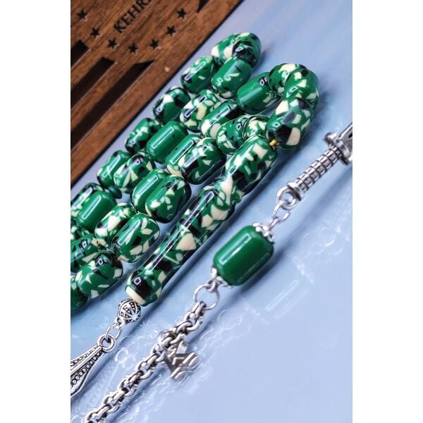 İsme Özel 8x12 mm Kapsül Kesim Komando Tesbihi - Kişiselleştirilebilir Toz Kehribar Tespih