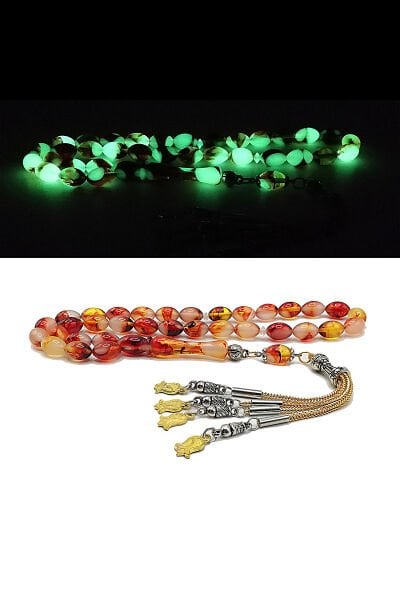 Hareli Kedigözü Tesbih FosforluToz Kehribar Tespih