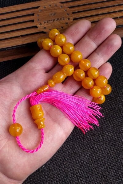 11x11 mm Helezon Hare Sıkma Kehribar Tesbih, Cedit Faturan, Mehmet Başkut Usta İşçilikli Havşalı