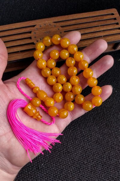 11x11 mm Helezon Hare Sıkma Kehribar Tesbih, Cedit Faturan, Mehmet Başkut Usta İşçilikli Havşalı