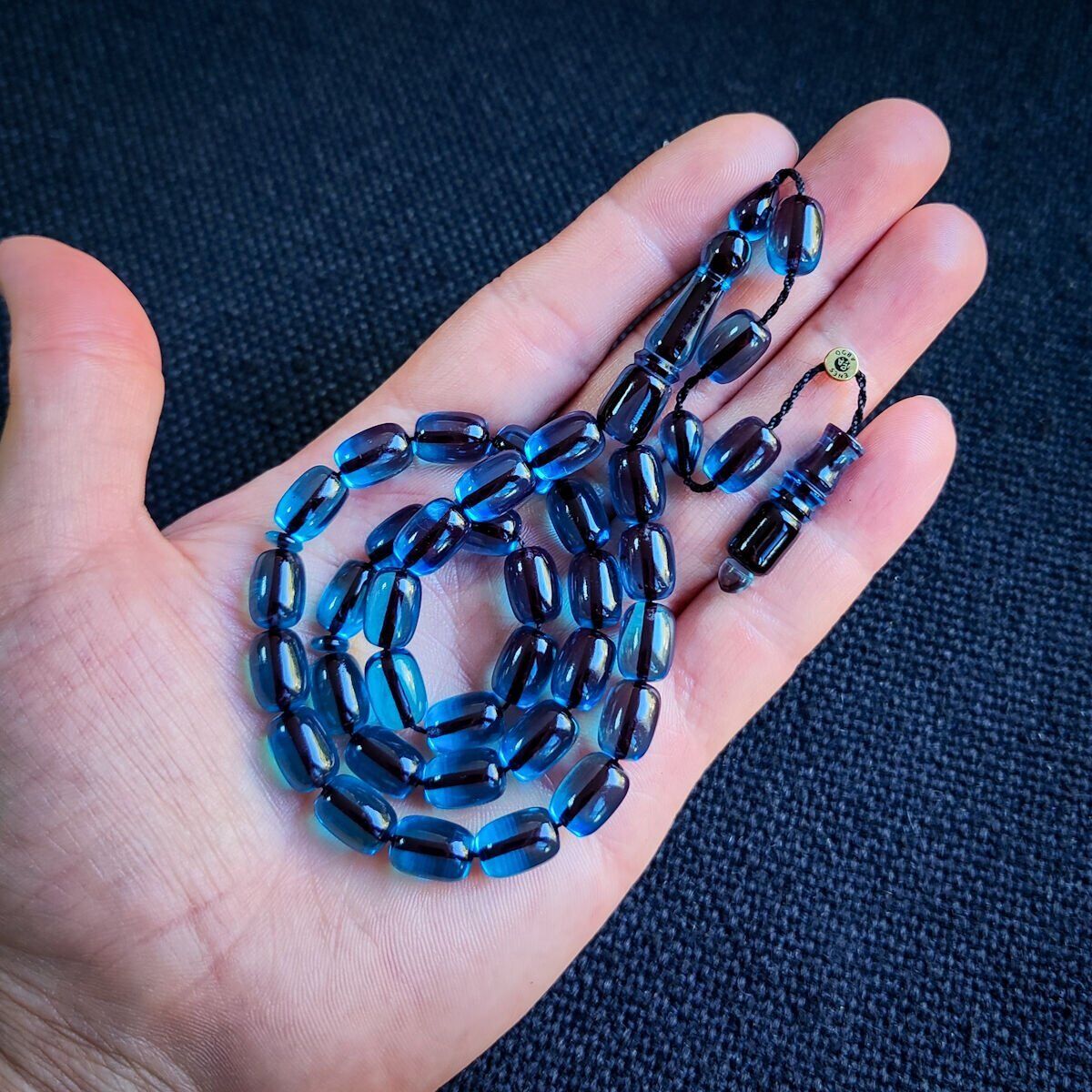 Turkuaz Şeffaf Katalin Tesbih | Enes Abdo