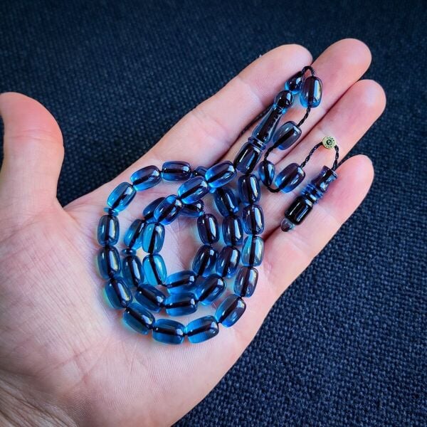 Turkuaz Şeffaf Katalin Tesbih | Enes Abdo