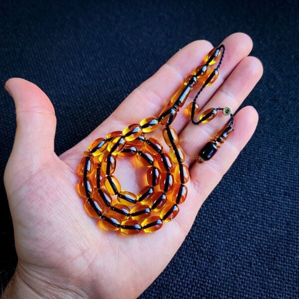 Altın Rengi Şeffaf Katalin Tesbih | Enes Abdo