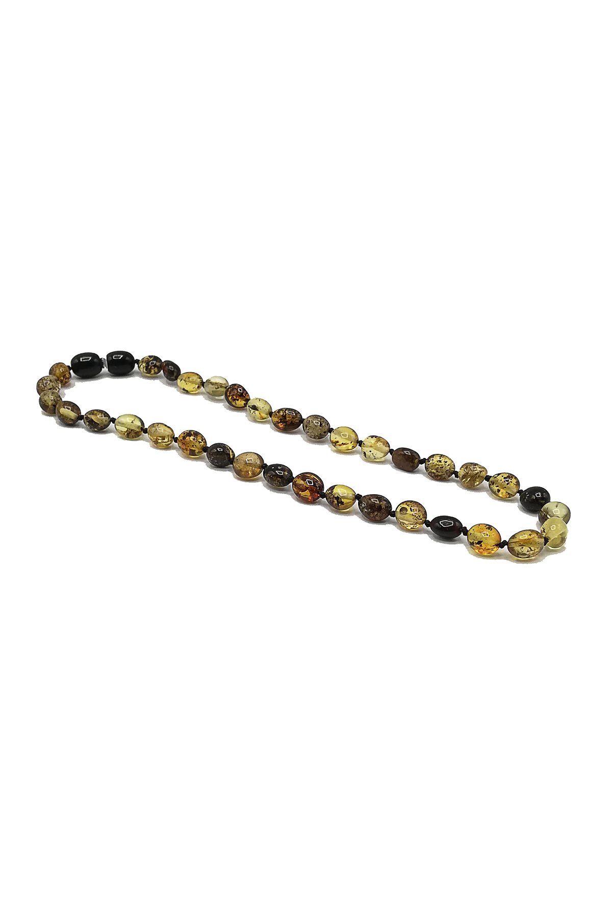 Yedek Klips Hediyeli Sertifikalı Kehribar Kolye Yassı Fosilli Bebek Diş Kolyesi 0-6 Yaş