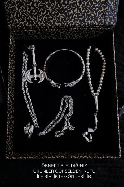 Bakır Tesbih Bileklik Kolye Yüzük Erkek Takı Seti Ayarlanabilir Yüzük Kolye Bileklik Jilet Mınçıka