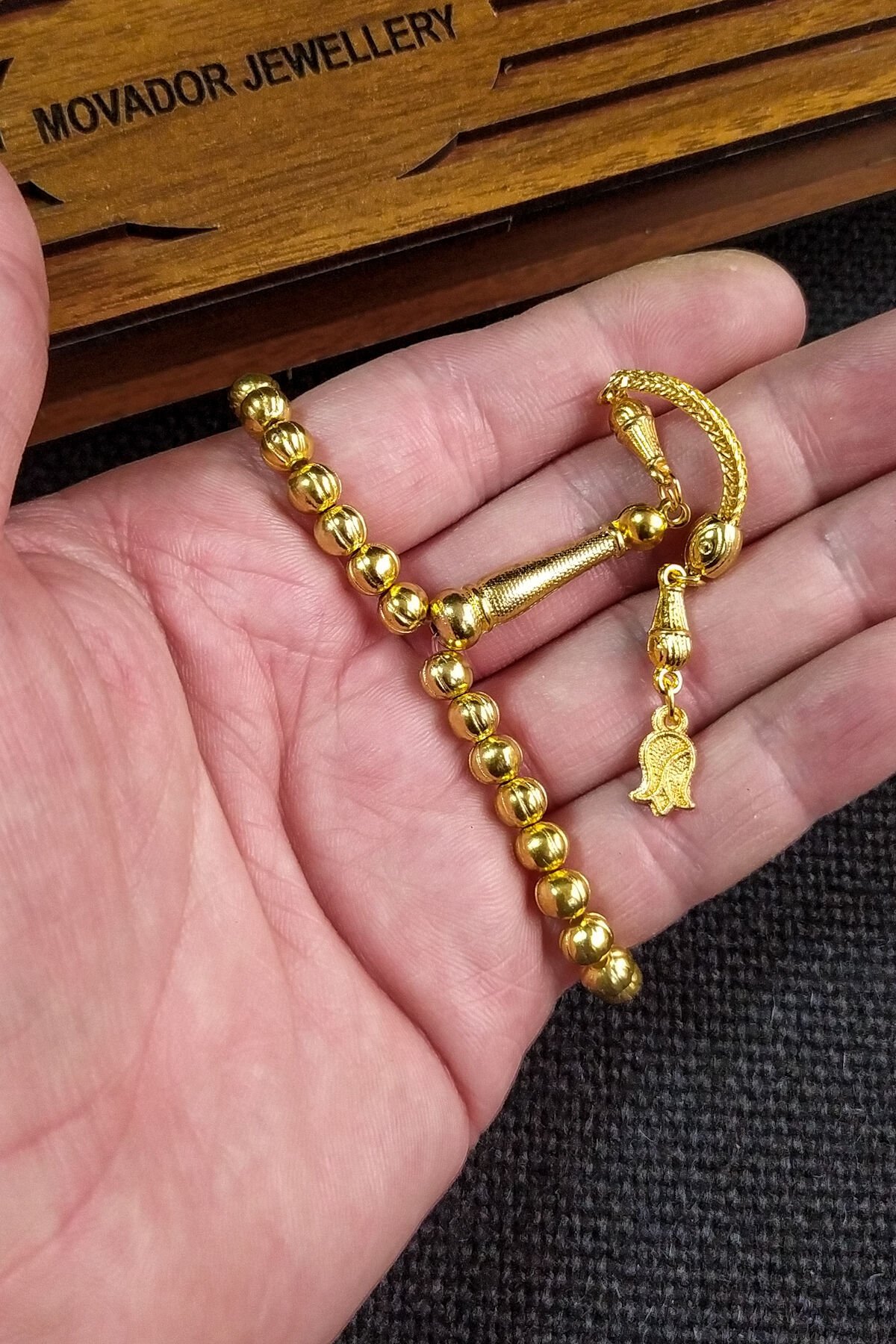 6x6 mm Küre Bürokrat Boy Metal Tesbih - Ahşap Kutulu Hediye Tespih - Alpaka Tesbih - Bafon Tesbih