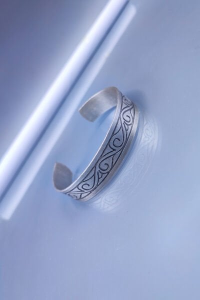 El Yapımı Ayarlanabilir Bakır Bileklik, Gümüş Kaplama Şifalı Bileklik, Sarma Bileklik