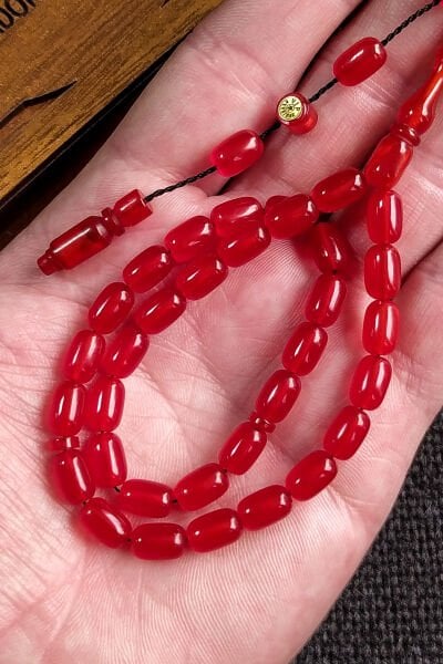 6X9 mm Bürokrat Boy Yeni Döküm Yemen Zar Kehribar Tesbih - Usta İşçilikli Diyarbakır Model Tespih