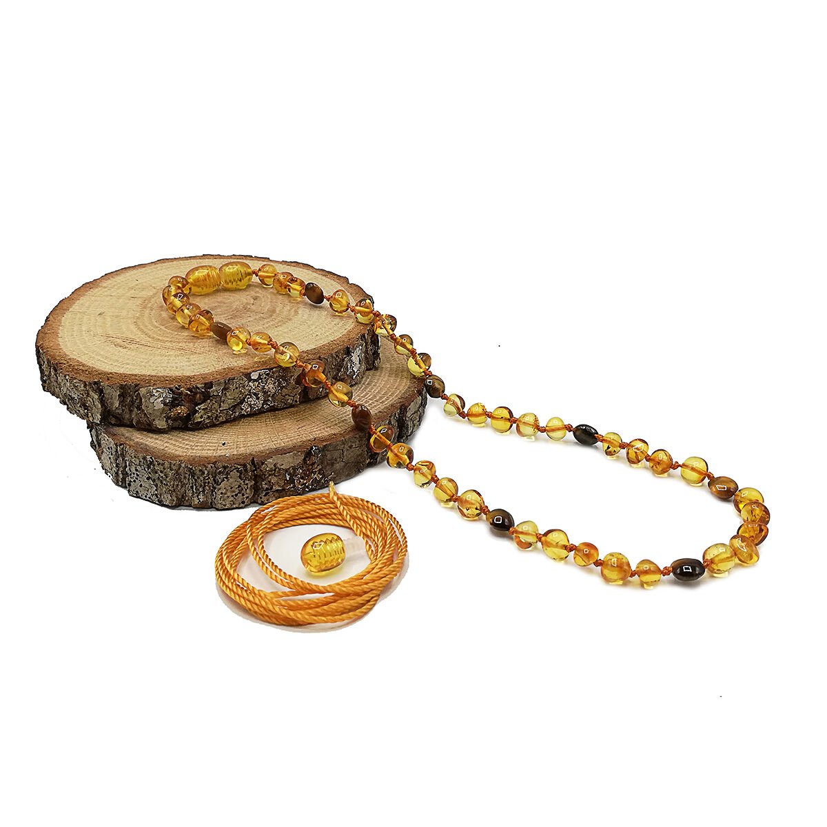 Yedek Klips Hediyeli Sertifikalı Kehribar Kolye Kaplan Gözü Bal Bebek Diş Kolyesi 0-6 Yaş