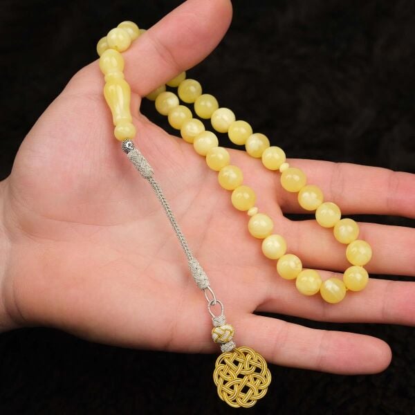 10 mm Beyrut Kehribar Tesbih - Trabzon Kazaz Püsküllü Tespih