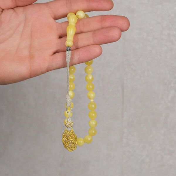 10 mm Beyrut Kehribar Tesbih - Trabzon Kazaz Püsküllü Tespih