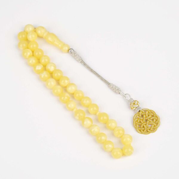 10 mm Beyrut Kehribar Tesbih - Trabzon Kazaz Püsküllü Tespih