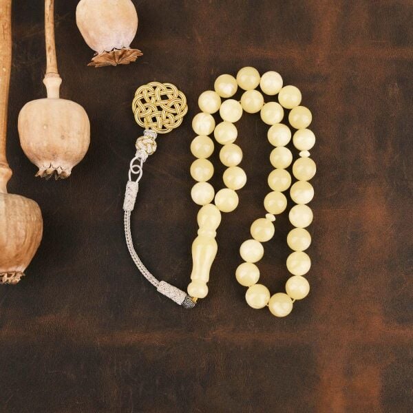 10 mm Beyrut Kehribar Tesbih - Trabzon Kazaz Püsküllü Tespih