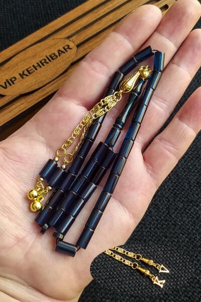 5,5x10 mm Kesme Ateşi Kehribar Tesbih İsme Özel Kişiselleştirilebilir Ahşap Kutulu Tespih