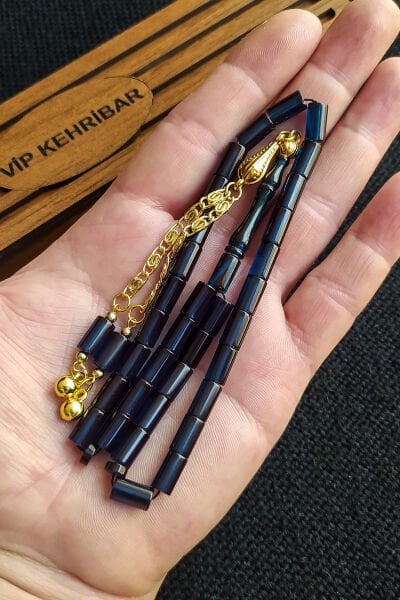 5,5x10 mm Kesme Ateşi Kehribar Tesbih İsme Özel Kişiselleştirilebilir Ahşap Kutulu Tespih