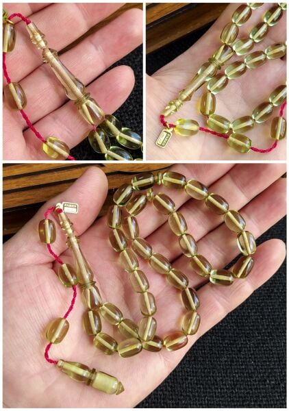 Fares Baydoun Usta İşçilikli Zar Kehribar Tesbih Faris Usta İmzalı Tespih Ahşap Kutulu